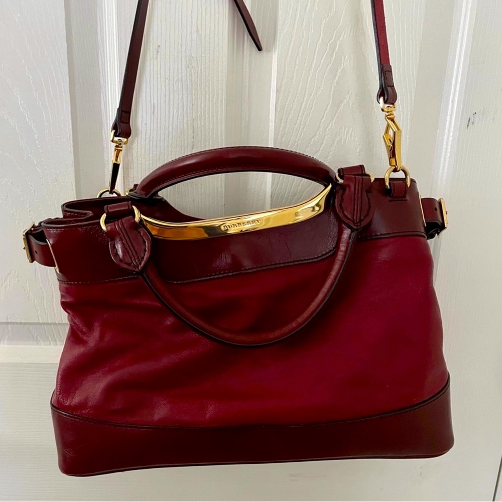 Dark Red Burberry leather handbag